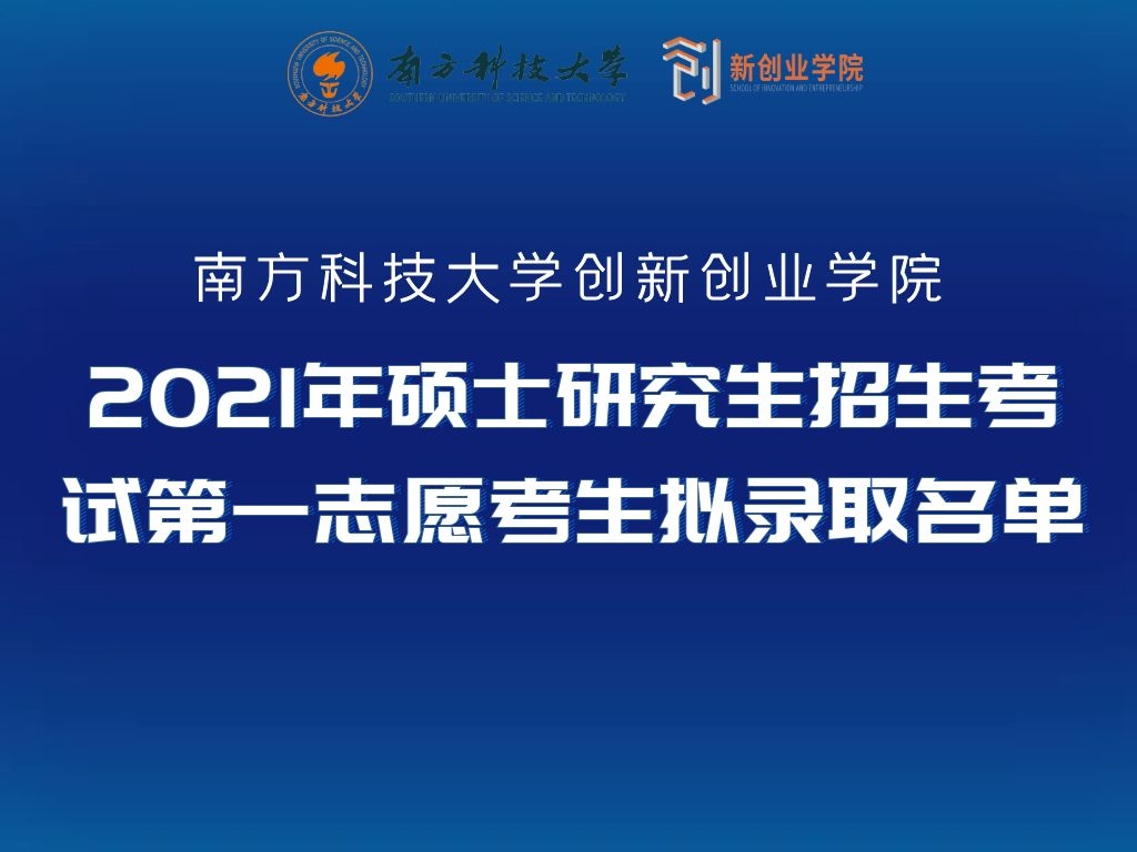 创新创业学院2021年硕士研究生招生考试第一志愿考生拟录取名单